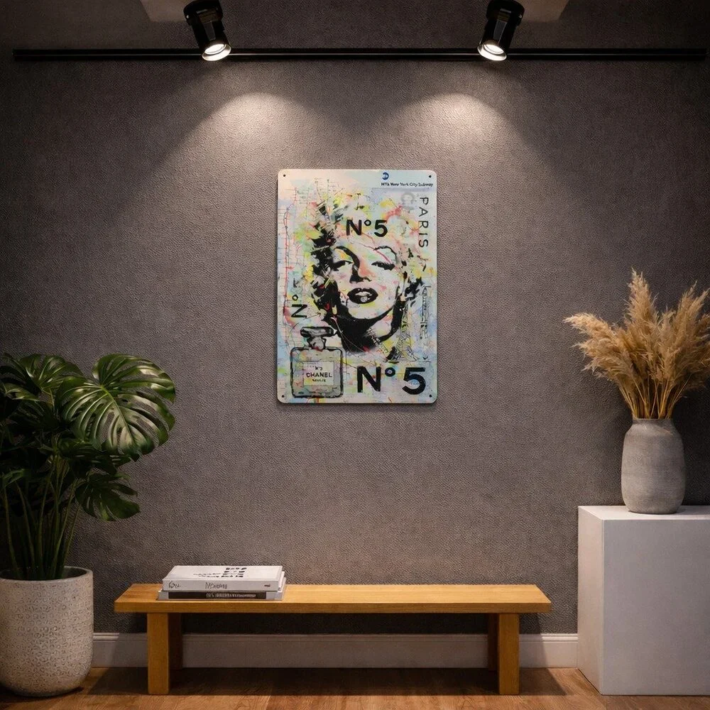 Rare Orginal Art Marilyn Monroe Art NYC Subway Map Metal Sign 8x12" Limited Ed. - Picture 3 of 5